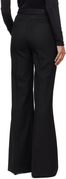 Black Regular-Fit Flared Wool Twill Trousers