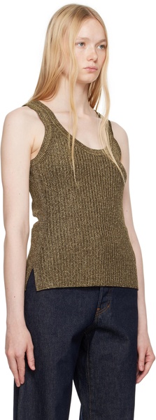 Gold & Brown 'Tom Ford' Metal Plaque Tank Top