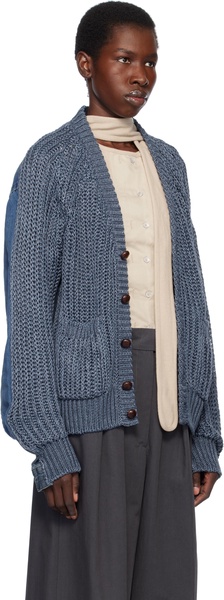 Navy The Cristaseya Edition Nº79 'Jeansbackpatent' Cardigan