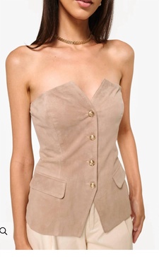 zamora strapless suede corset incense in beige