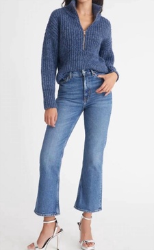 jackie: half- zip front pullover in indigo