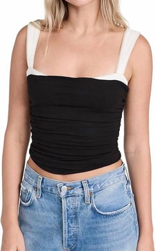 two tone tank top in black