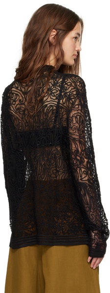 Black Blooming Threadwork Shirt