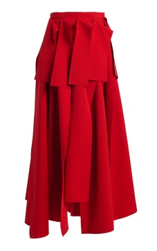 Asymmetric Crepe Midi Skirt