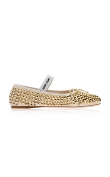 Crystal-Embellished Ballerina Flats