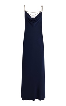 Chain-Detailed Satin Maxi Dress