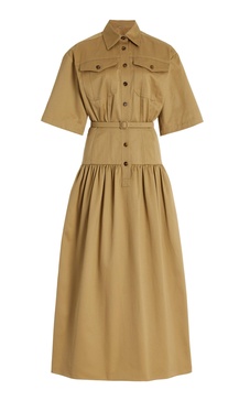 Drop-Waist Cotton-Twill Dress