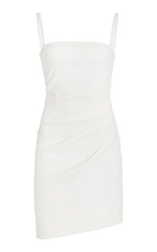 The Nadege Draped Linen-Blend Mini Dress