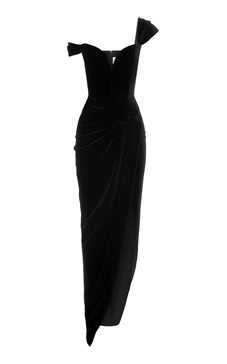 Off-The-Shoulder Velvet Corset Gown