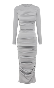 Calder Ruched Satin Crepe Midi Dress