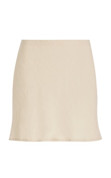 Bias-Cut Linen-Blend Mini Skirt