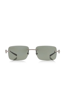 Rectangular-Frame Metal Sunglasses