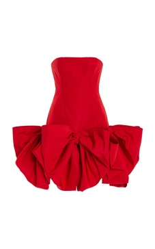 Bow-Detailed Silk Mini Dress
