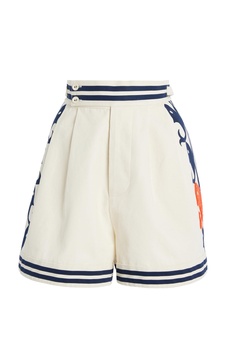Marine High-Waisted Organic Cotton Shorts