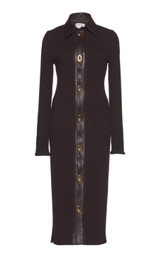 Collared Knitted Wool-Blend Midi Dress