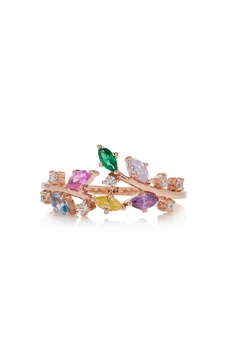 Rainbow Ivy 18K Yellow Gold Vermeil Multi-Gem Ring