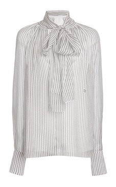 Tie-Neck Silk Chiffon Top
