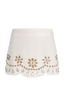 Etra Crystal-Embellished Cutout Stretch-Crepe Mini Skirt