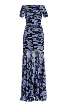 Ruched Silk Off-The-Shoulder Gown