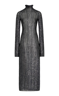Sequined-Knit High-Neck Maxi Dress