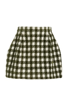 Checkered Chenille-Tweed Mini Skirt
