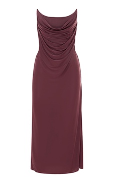 Draped Jersey Corset Midi Dress
