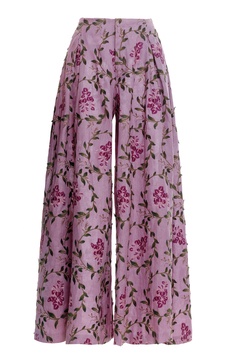 Marea Floral Linen Wide-Leg Pants