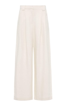 Pleated Tencel-Linen Wide-Leg Pants