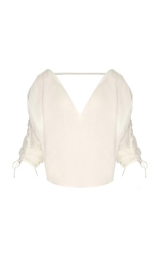 Piropos Drawstring-Detailed Linen Top