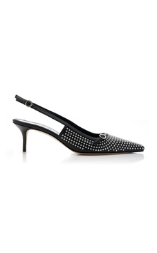 Saba Studded Leather Slingback Pumps 