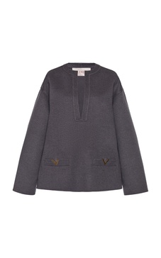 Logo-Embellished Wool-Cashmere Tunic Top