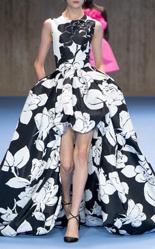 Printed Taffeta High-Low Gown