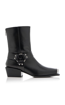 Wayne Ring-Detailed Leather Boots
