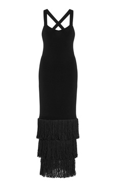 Lilia Fringed-Hem Cotton Maxi Dress