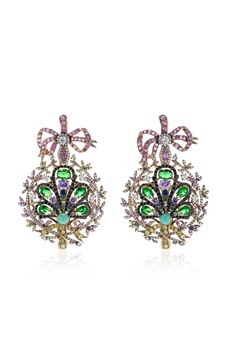 Mirage Peacock 18K Gold, Blackened Rhodium Multi-Gem Earrings