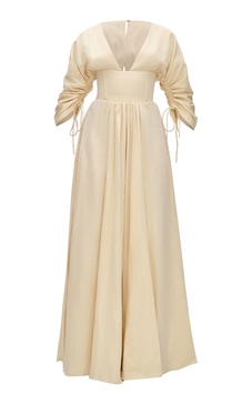 Adelle Corset-Waist Cotton Maxi Dress