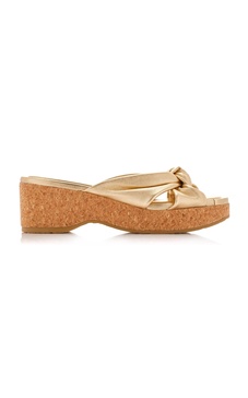 Avenue Metallic-Leather Wedge Sandals
