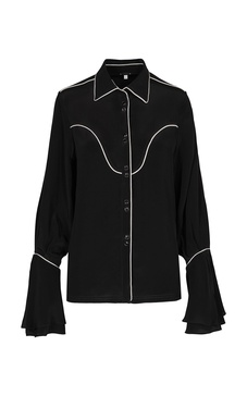 Black High Tides Piped Silk Shirt