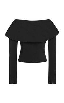 Fold-Over Crepe Off-the-Shoulder Top