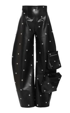 Faux Leather Studded Flared Leg Pants