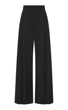 Paperbag-Waist Stretch-Wool Wide-Leg Pants