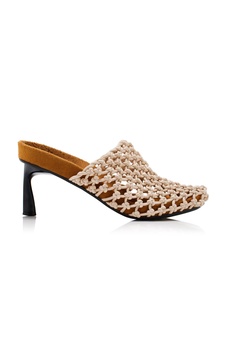 Crocheted Vegan Leather Mules