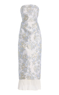 Aelin Strapless Brocade Midi Dress