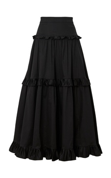 Ruffled Cotton-Blend Maxi Skirt