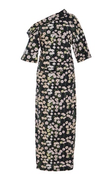 Bowery Off-The-Shoulder Buttercup-Print Cotton-Linen Maxi Dress
