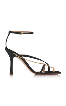 Chain-Trimmed Lounge Leather Sandals