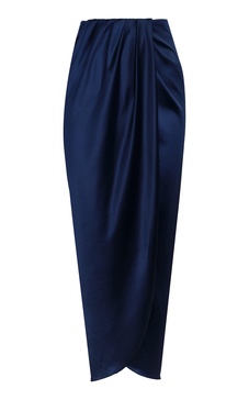 Memorias Draped Satin Midi Skirt