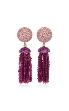 Bauble Tassel 18K Rose Gold Vermeil Sapphire, Garnet Earrings