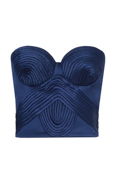 Hasta El Cielo Pleated Satin Corset Top