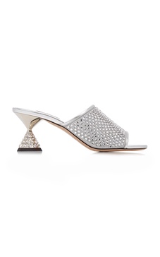 Crystal-Embellished Leather Mules